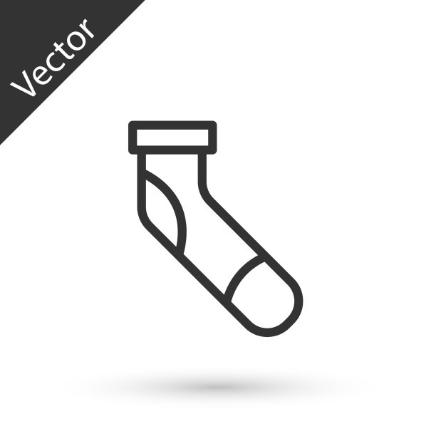 灰色线棒球袜图标孤立在白色图片下载