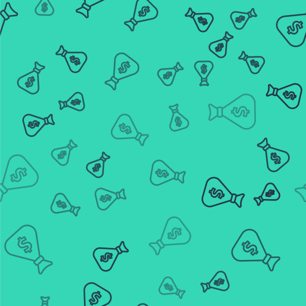 黑线钱袋图标孤立无缝图片下载