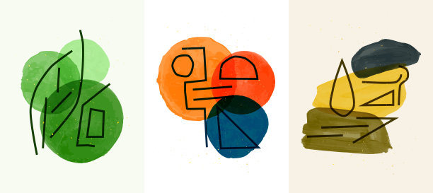 矢量插图。抽象的当代审美背景。设计海报，明信片，邀请卡，小册子封面。房间墙壁装饰。彩色水彩画用抽象线条作画图片下载