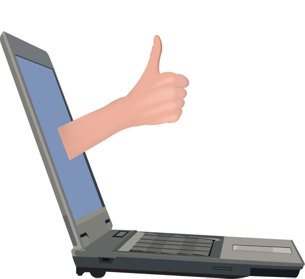 举起拇指的电脑手图片下载