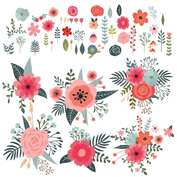 设置花和花元素孤立图片下载