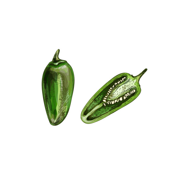 全辣椒和半辣椒塞拉诺葡萄酒图片下载