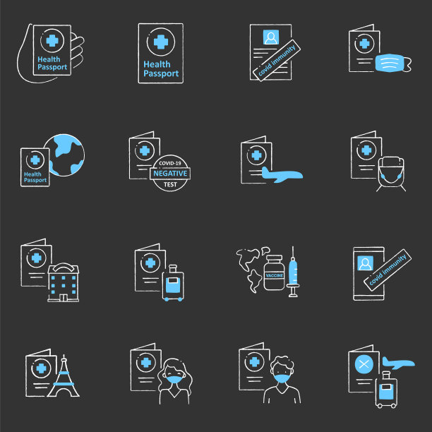 健康护照粉笔图标设置图片下载