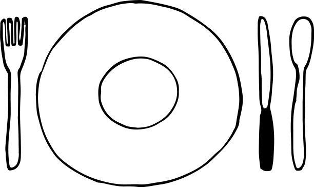 盘子勺子叉刀图标概念手绘图片下载