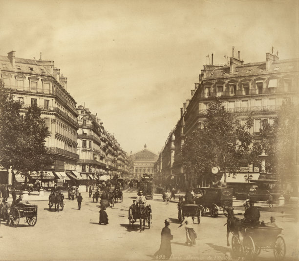 古董照片，巴黎'Opéra大街，法国，19世纪70年代左右图片下载