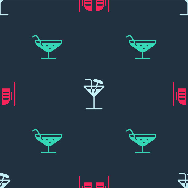 设酒吧间门和鸡尾酒上无缝图案图片下载