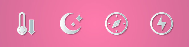 Set paper cut气象学温度计moon and图片下载