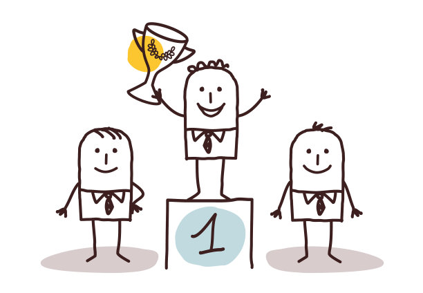 卡通商人赢得一个领奖台图片下载