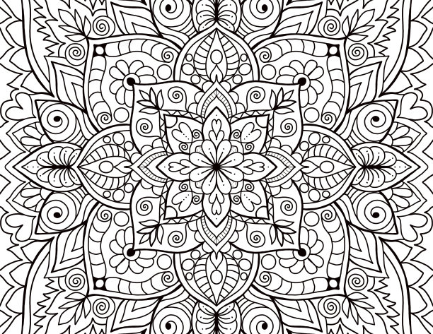 曼荼罗成人涂色书页。彩色书印度图片下载
