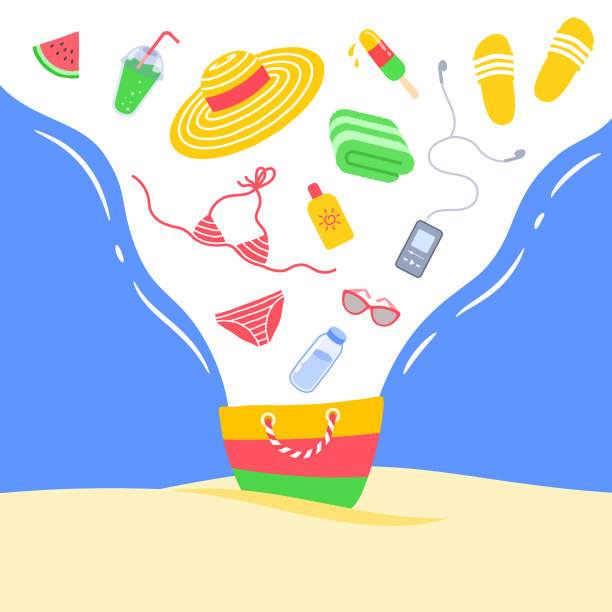 暑假袋海滩东西创意横幅图片下载