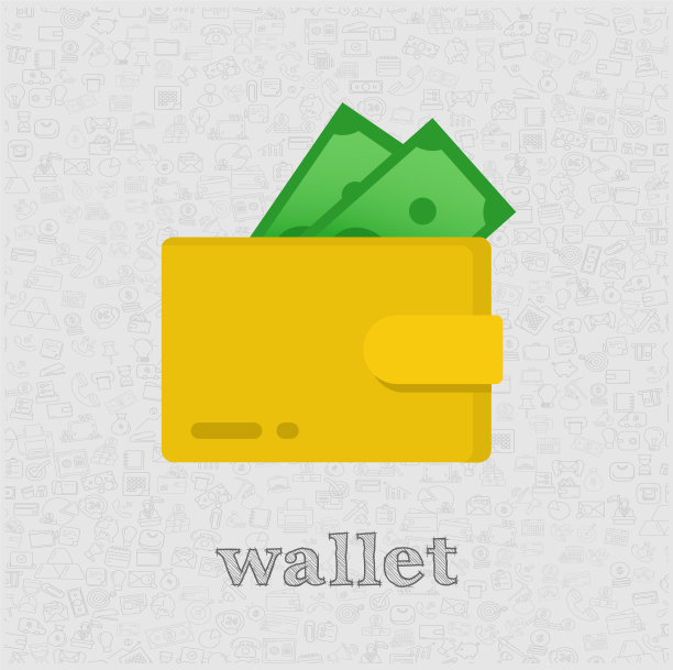 钱包与美元纸币隔离扁平钱包图片下载