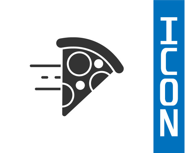 灰色的在线订购和速递披萨图标图片下载