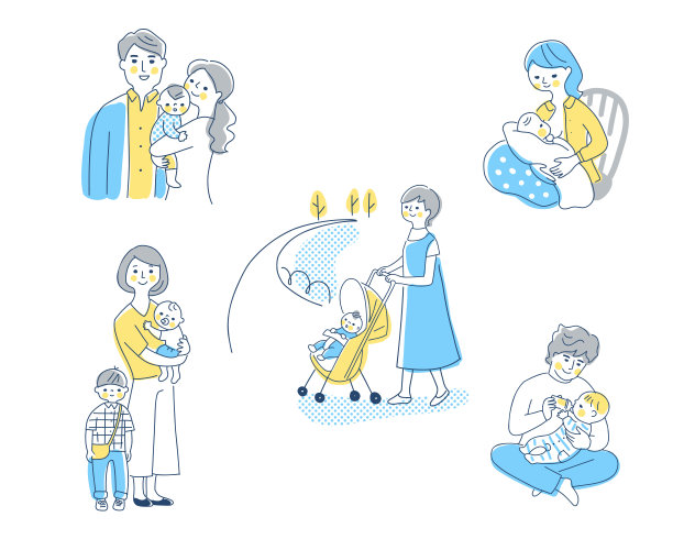 婴儿和家庭各种场景设置图片下载