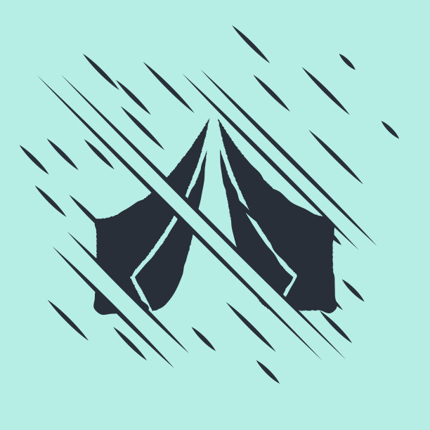 黑色旅游帐篷图标孤立在绿色上图片下载