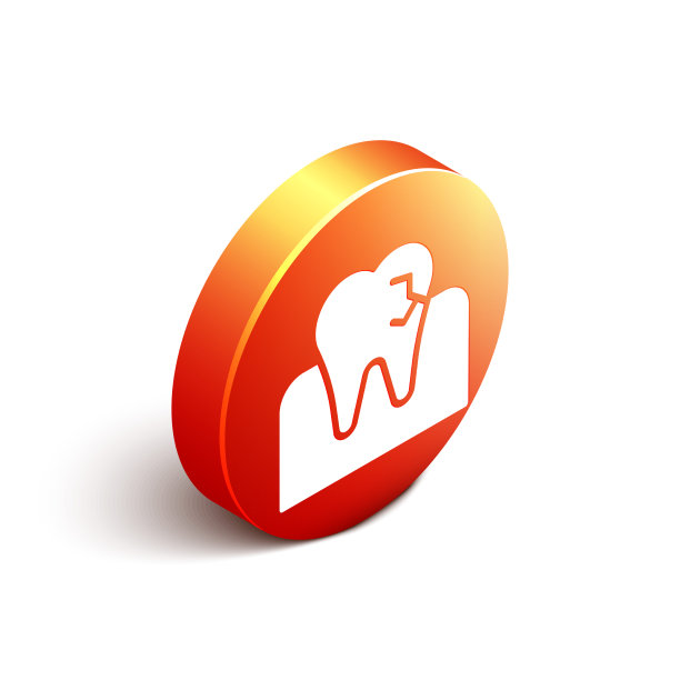 牙齿与龋齿的等距图标孤立在白色图片下载