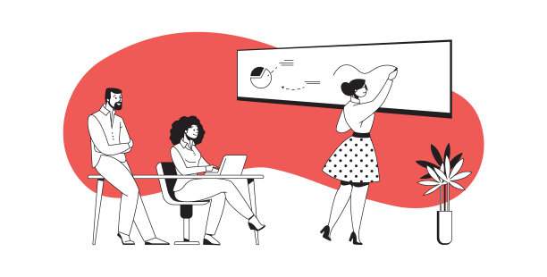 办公室讨论卡通女性呈现图片下载