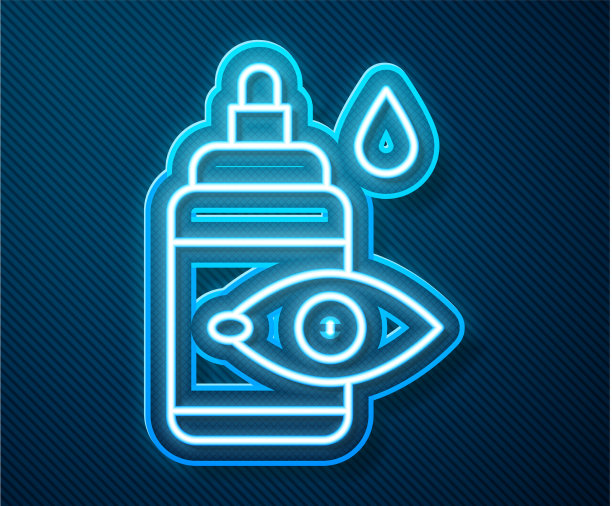 发光的霓虹线滴眼瓶图标孤立图片下载