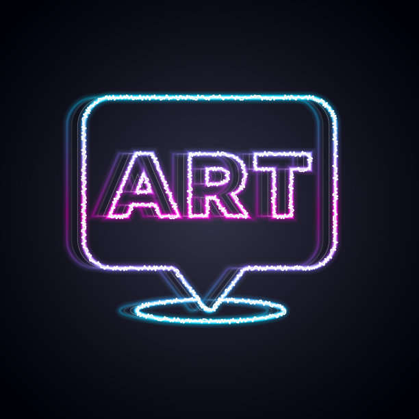 发光的霓虹灯线语音气泡与文本艺术图标图片下载