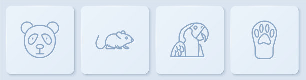 设定线可爱的熊猫脸金刚鹦鹉老鼠和图片下载