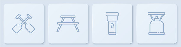 摆线划桨手电筒与野餐桌图片下载