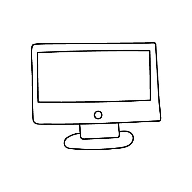 用于商业、交流、教育、游戏的可爱涂鸦电脑。办公设备，在家里工作，在咖啡馆。矢量插图孤立的背景与手绘轮廓。图片下载