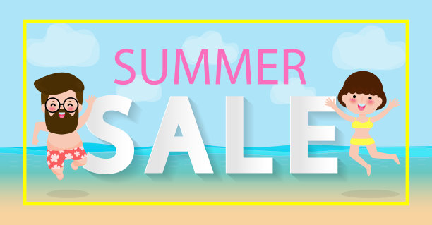 夏季销售设计模板网站横幅，销售推广材料的社会媒体，海报，电子邮件，时事通讯，广告，传单，海报，小册子，传单，网络贴纸矢量插图背景图片下载