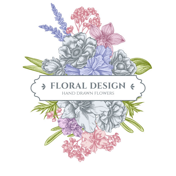 花束设计与柔和的银莲花图片下载