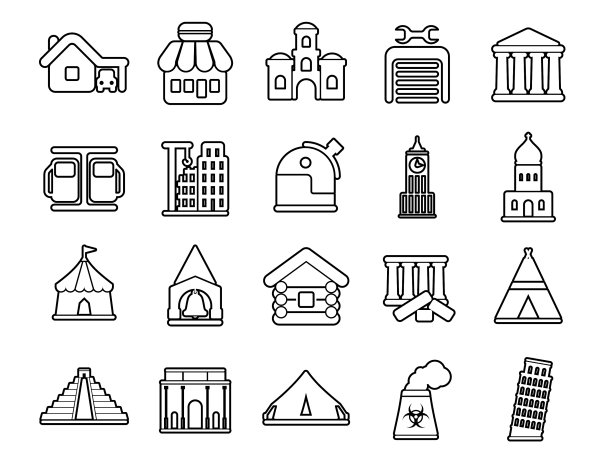 现代细线图标集建设工程图片下载