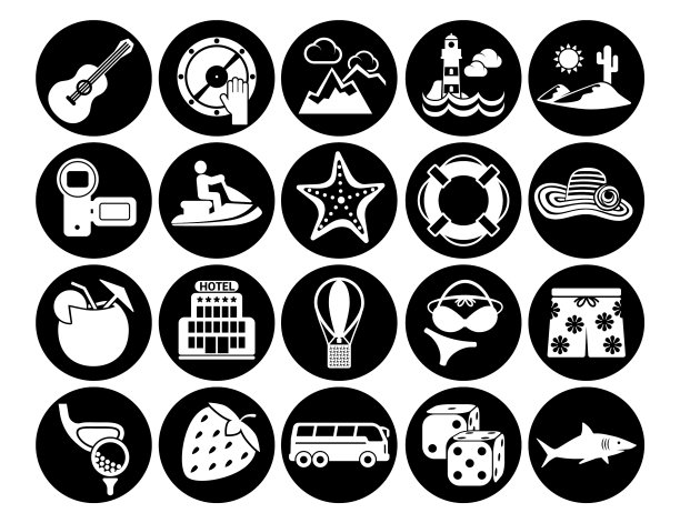 度假和旅游图标设置象形业务图片下载