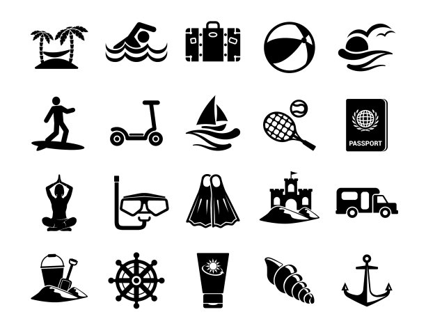 旅游线路图标为网页和手机图片下载