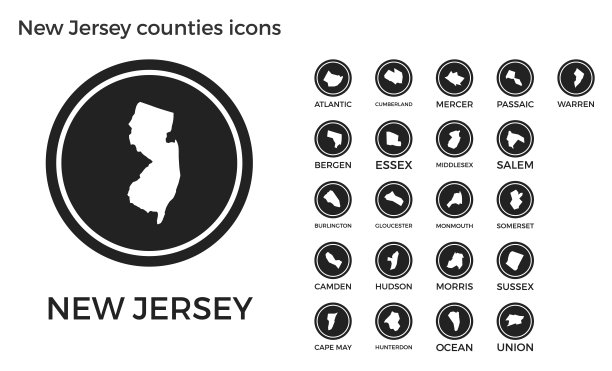 新泽西各县的图标。图片下载
