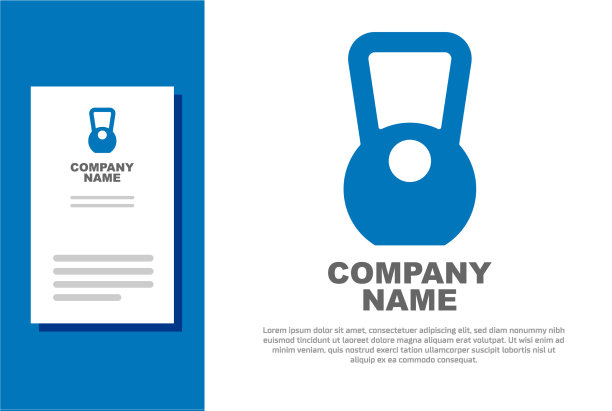 蓝色壶铃图标孤立在白色背景图片下载