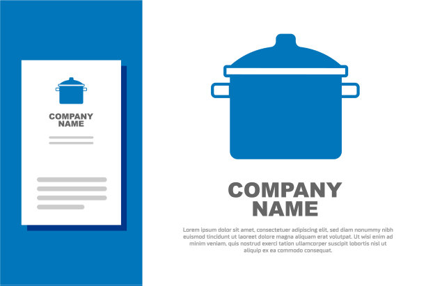 蓝色烹饪锅图标孤立在白色背景图片下载