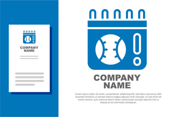 蓝色日历与棒球游戏图标隔离图片下载