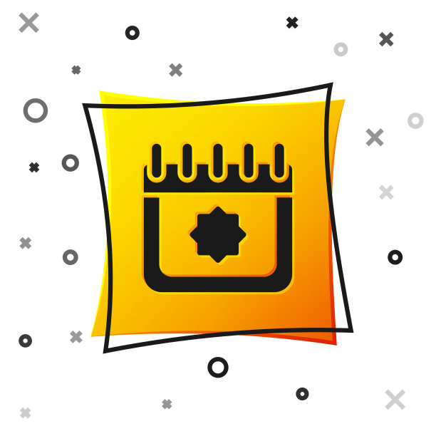 黑色斋月日历图标孤立在白色图片下载