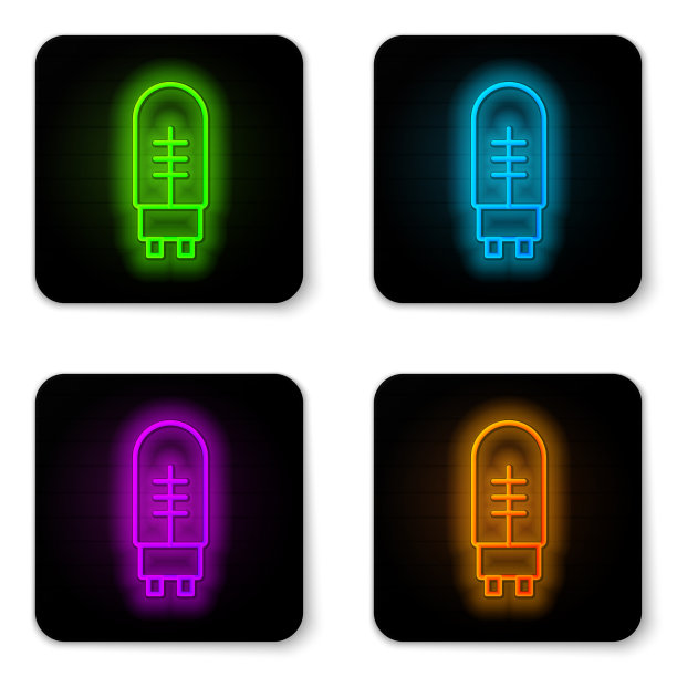 发光的霓虹灯线发光二极管图标图片下载