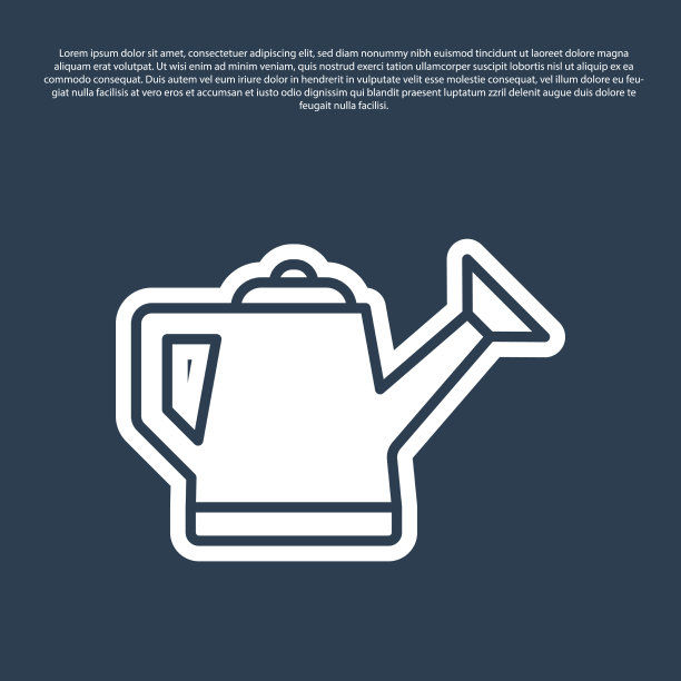 蓝线洒水罐图标孤立在蓝色图片下载