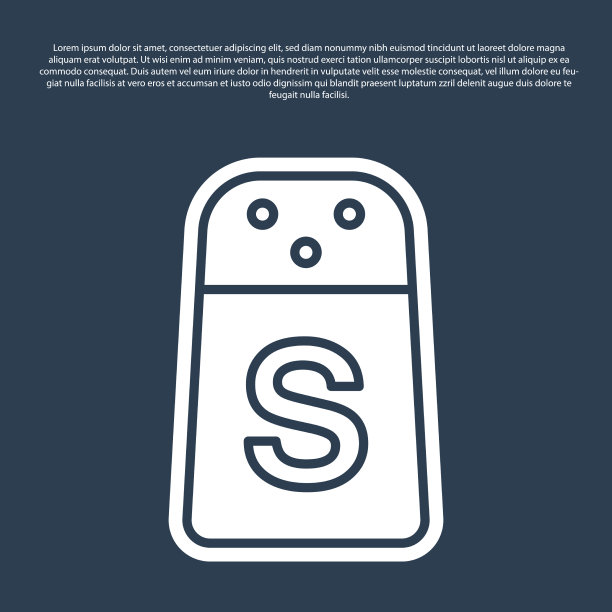 蓝线盐图标隔离在蓝色背景图片下载