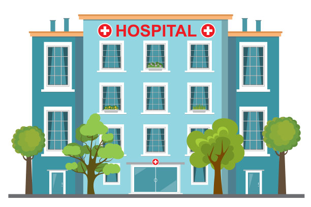 医院或诊所建筑以白色隔离图片下载