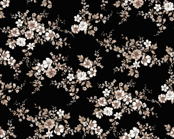 无缝图案菊花，玫瑰，牡丹和盛开的花朵与水彩在柔和的颜色。面料豪华，壁纸设计，复古风格。手绘花卉图案。植物花园。图片下载