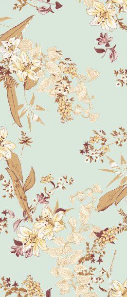 菊花，玫瑰，牡丹和盛开的花朵的无缝图案与水彩粉彩。设计面料豪华和墙纸，复古风格。手绘花卉图案。植物花园。图片下载