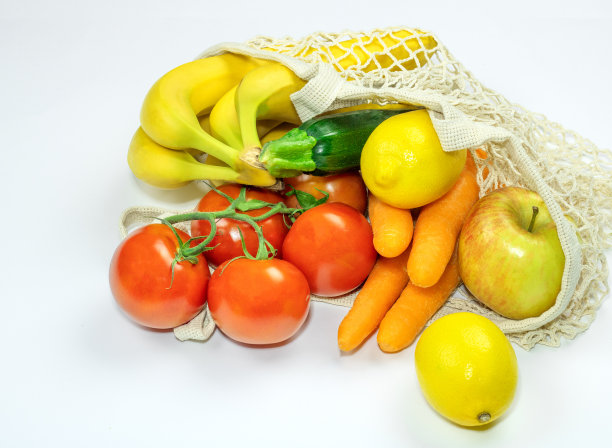 蔬菜在棉花网可重复使用的袋子里拍照库存照片图片下载