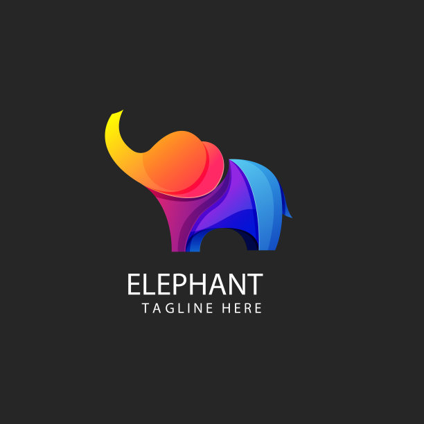 彩色大象标志渐变图片下载