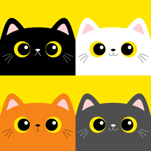 小猫小猫套着可爱的方形头，脸卡通图片下载