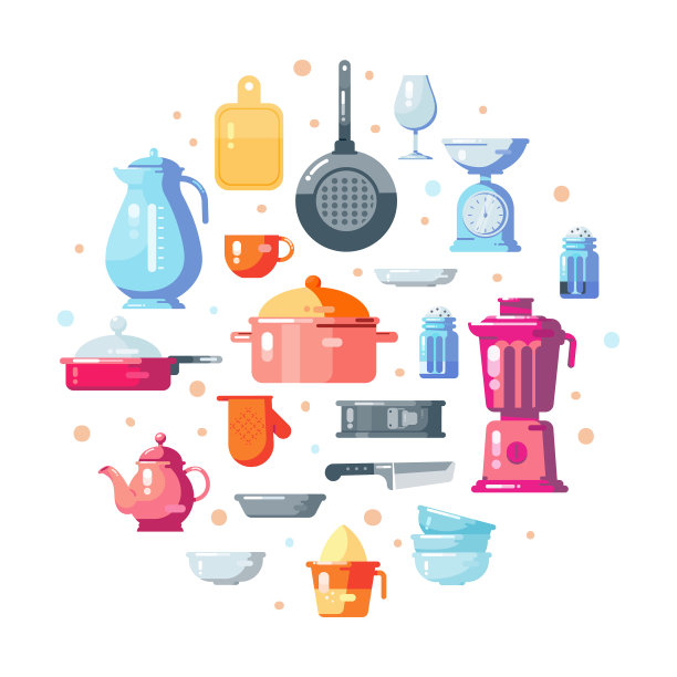 厨房用具为家庭烹饪提供了基础图片下载