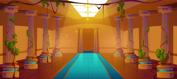 有柱子和常青藤的古希腊宫殿图片下载