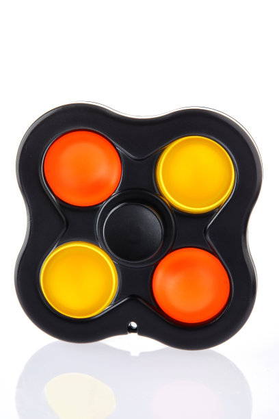彩色指尖陀螺和按压式泡泡感官抗压玩具（白色背景）图片下载