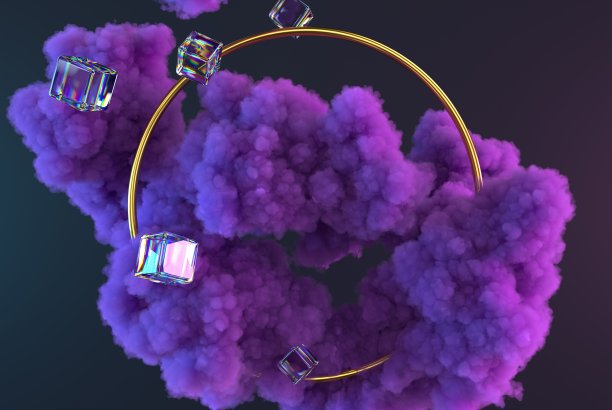 3d紫色的云或烟。图片下载