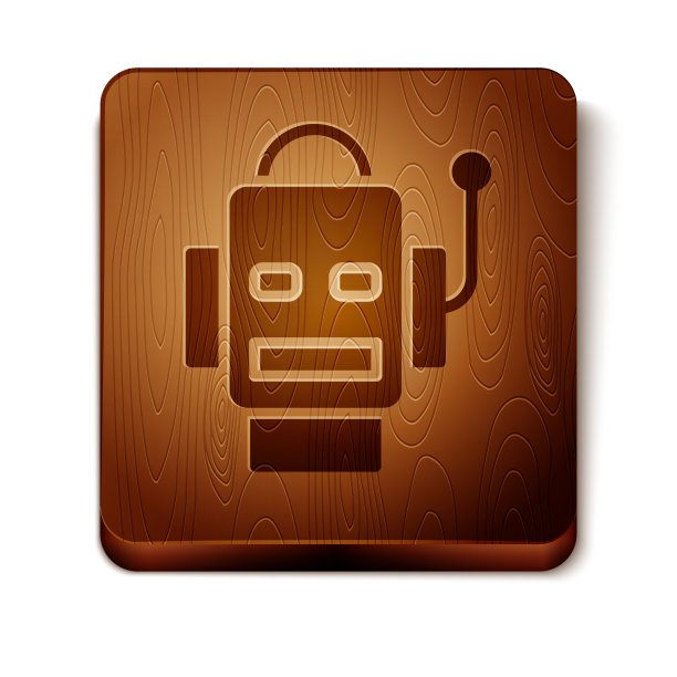 棕色机器人图标孤立在白色背景图片下载