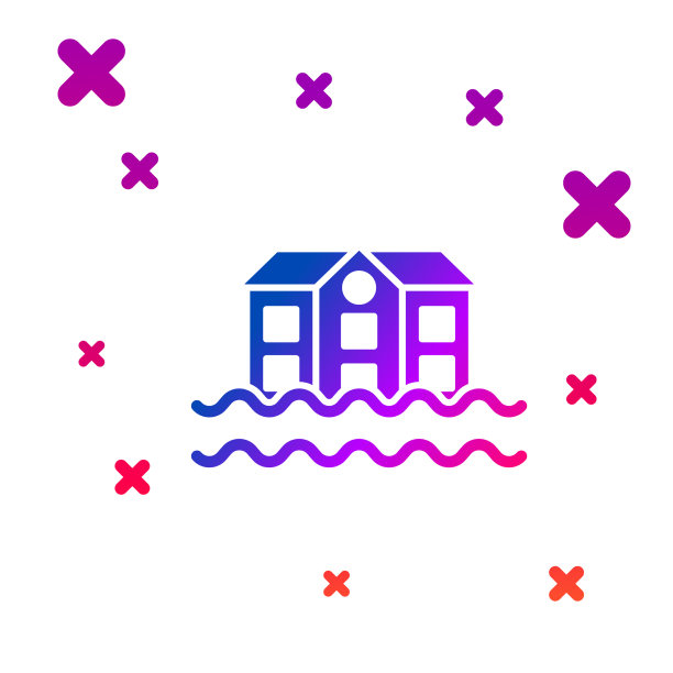 颜色房子洪水图标孤立在白色图片下载